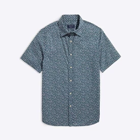 Short Sleeve Floral Micro Button Down Shirt