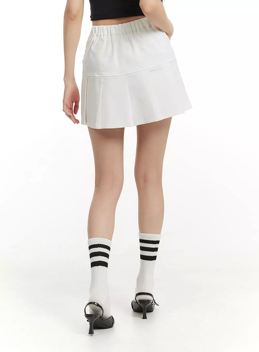 Solid Cotton Pleated Mini Skirt IM406