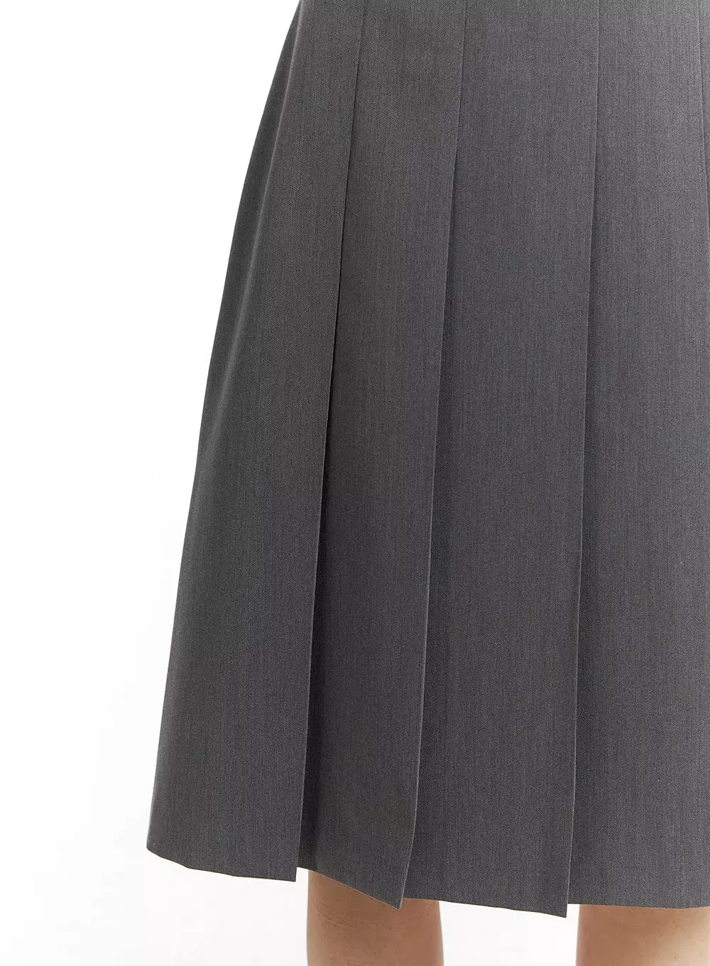 Solid Pleated Midi Skirt CM413