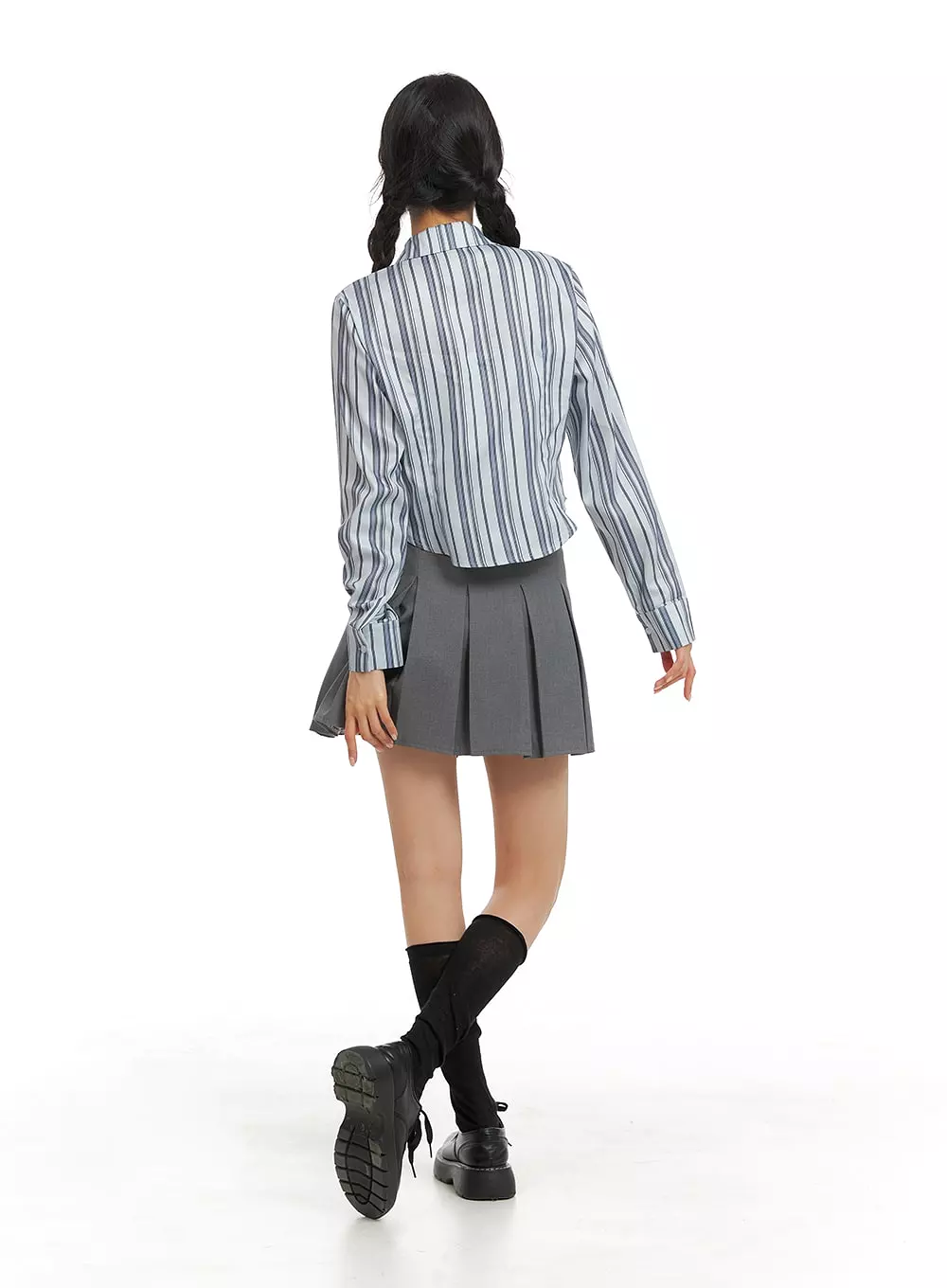 Solid Pleated Mini Skirt OM420