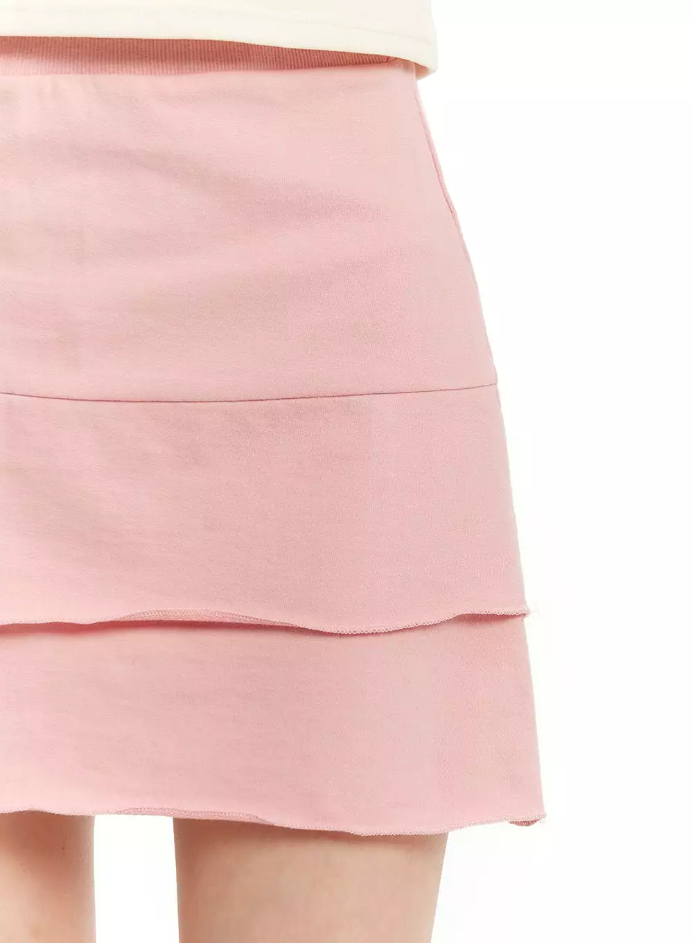 Solid Ruffle Layered Mini Skirt OM406