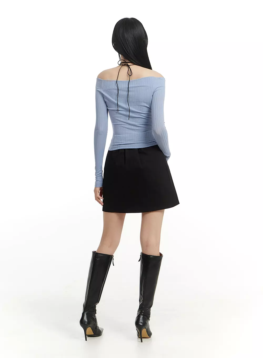 Solid Wrap Cotton Mini Skirt IM406