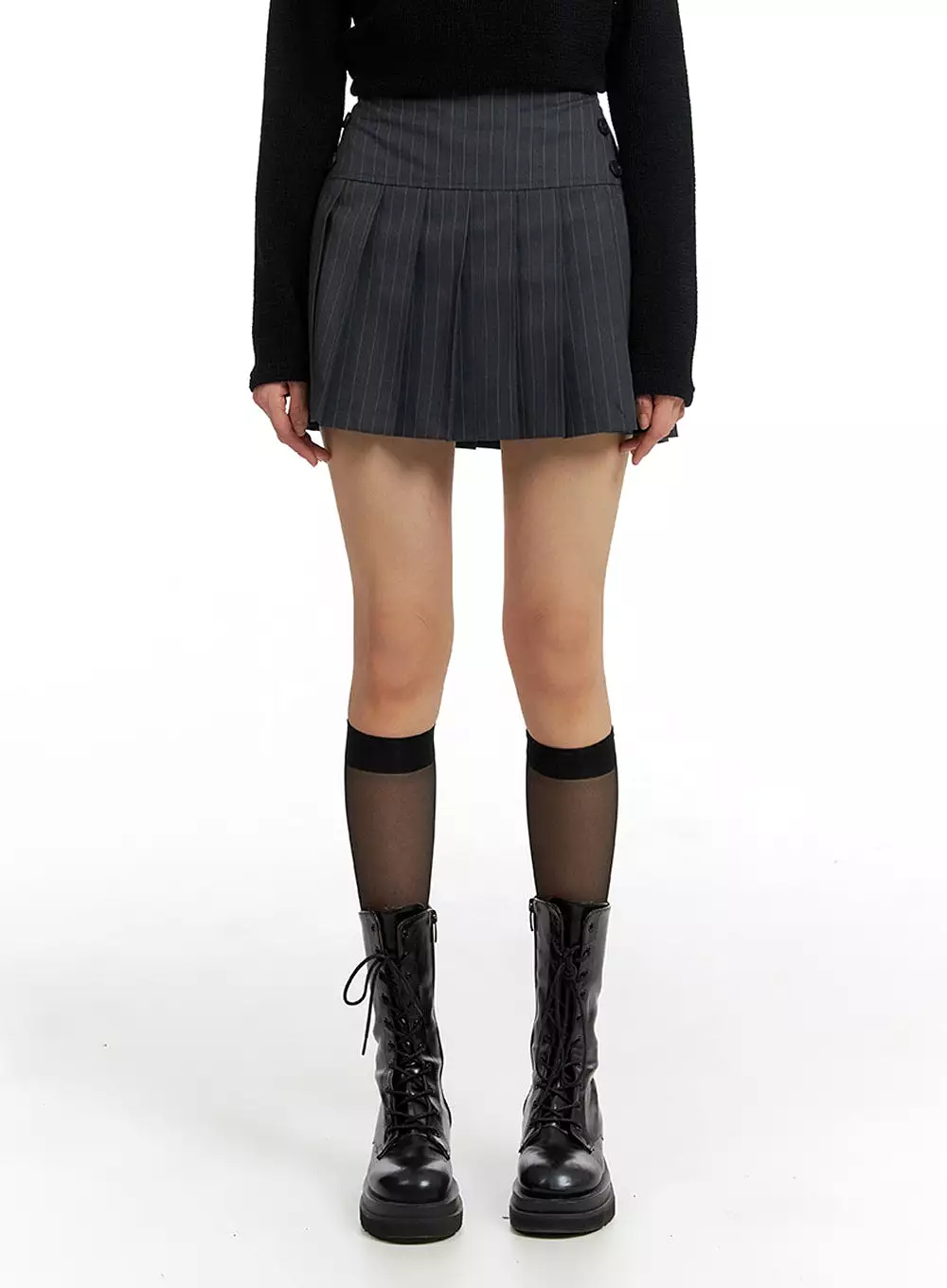 Striped Pleated Mini Skirt IF402