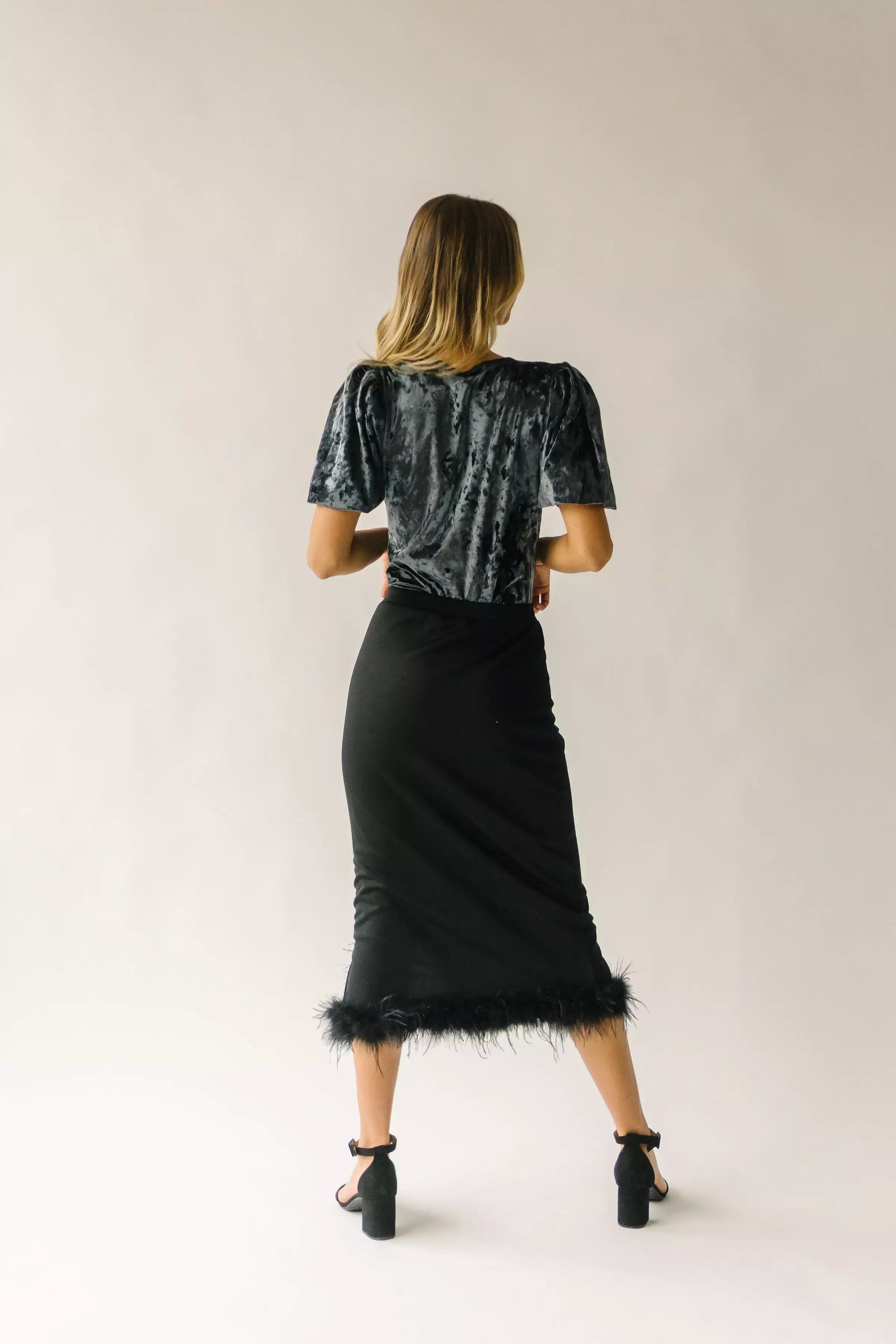 The Atkinson Fur Detail Skirt in Black