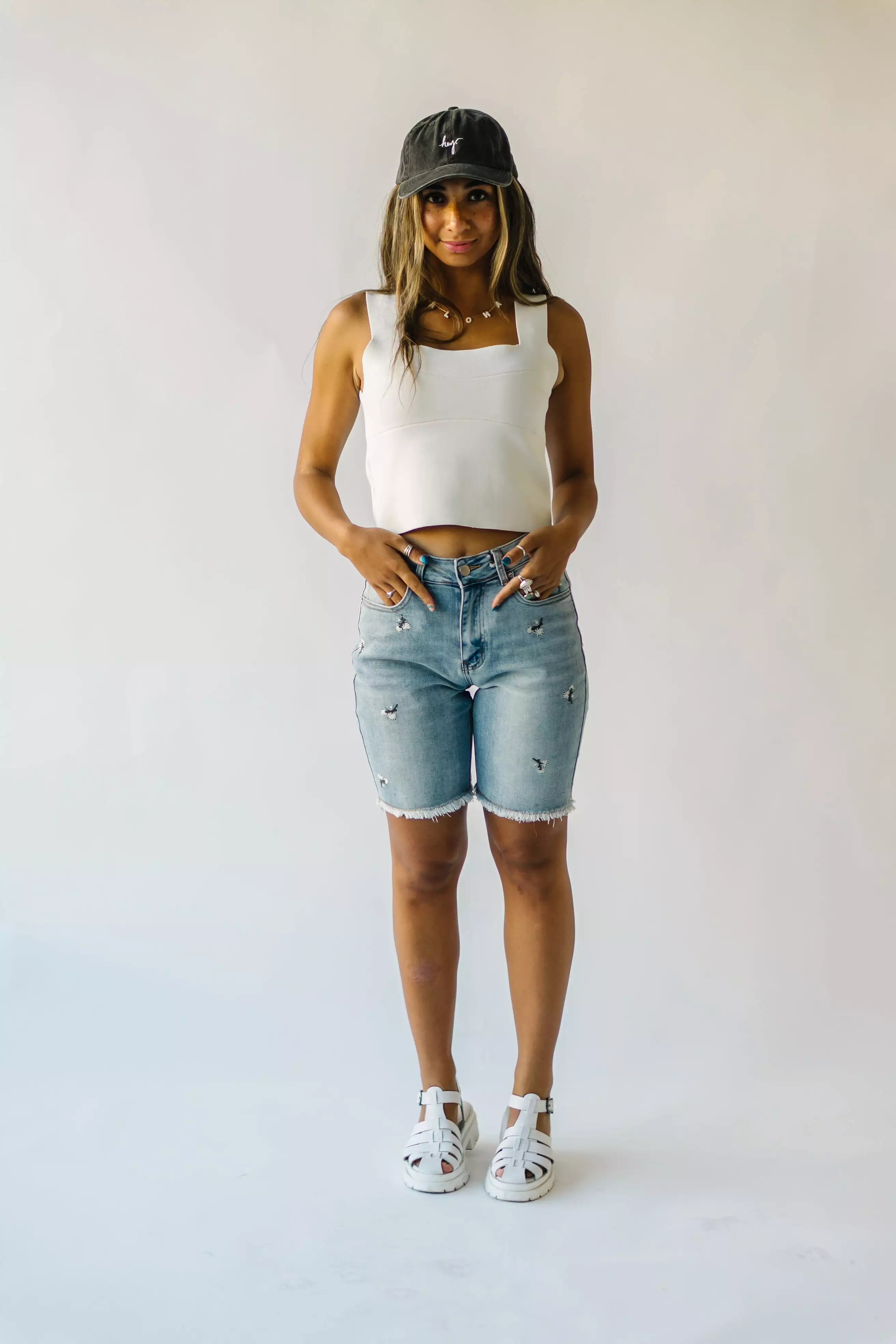 The Glenmora Embroidered Bermuda Shorts in Blue