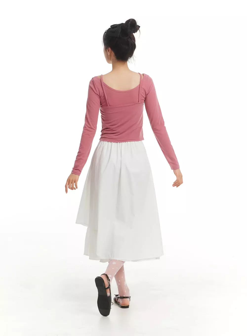 Unbalanced Cotton Midi Skirt OM406