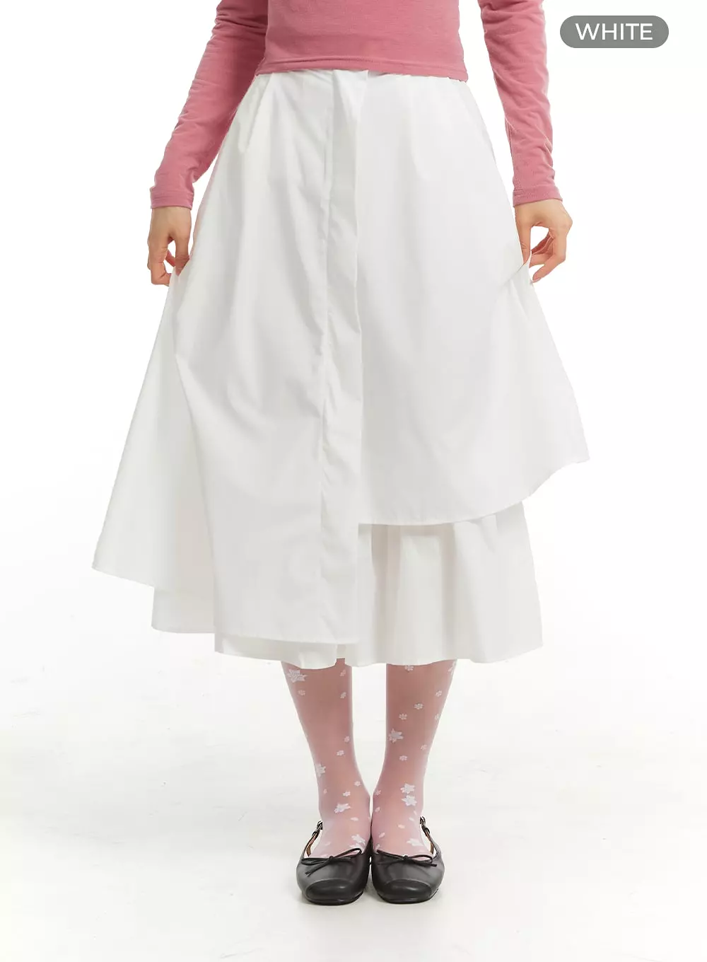 Unbalanced Cotton Midi Skirt OM406