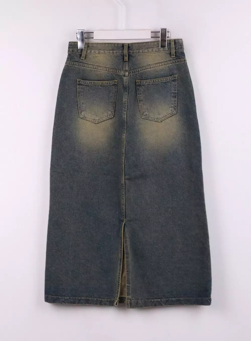 Vintage Washed Denim Maxi Skirt CJ431