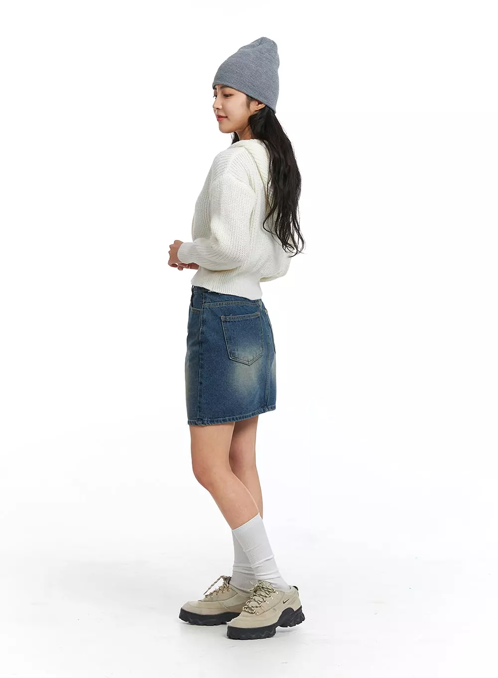 Washed Mini Denim Skirt OJ431