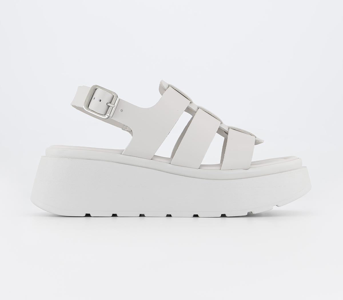 Womens Office Melba Wedge Caged Sandals Off White Leather